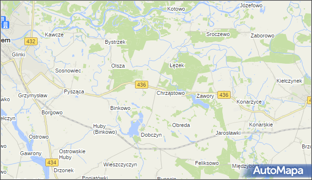 mapa Chrząstowo gmina Książ Wielkopolski, Chrząstowo gmina Książ Wielkopolski na mapie Targeo