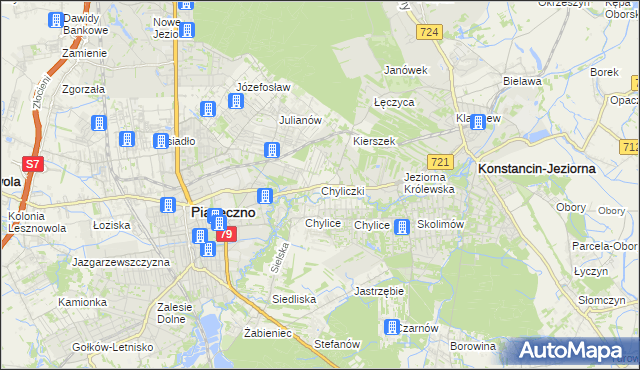 mapa Chyliczki gmina Piaseczno, Chyliczki gmina Piaseczno na mapie Targeo