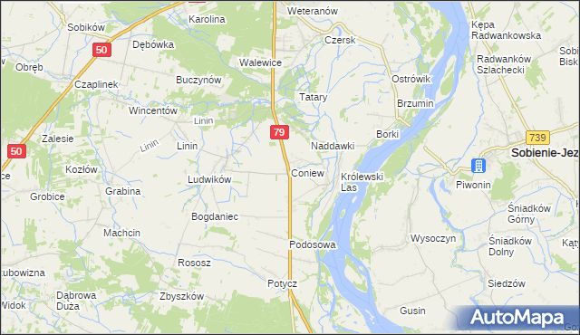 mapa Coniew, Coniew na mapie Targeo