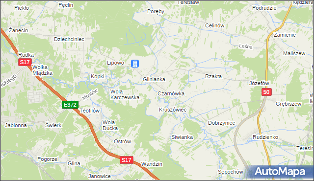mapa Czarnówka gmina Wiązowna, Czarnówka gmina Wiązowna na mapie Targeo