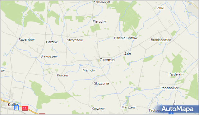 mapa Czermin powiat pleszewski, Czermin powiat pleszewski na mapie Targeo