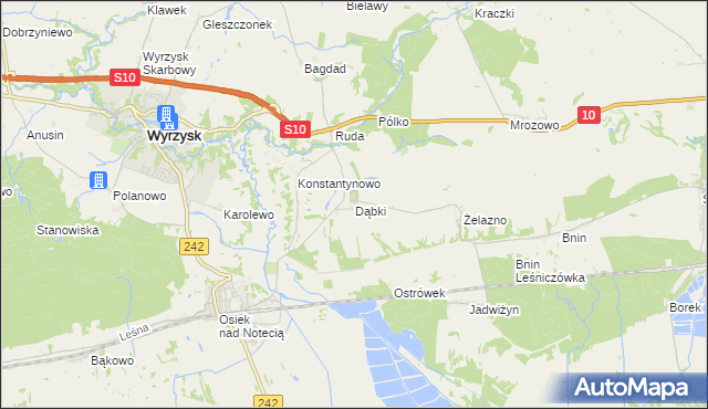 mapa Dąbki gmina Wyrzysk, Dąbki gmina Wyrzysk na mapie Targeo