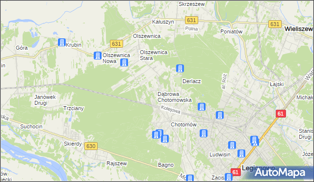 mapa Dąbrowa Chotomowska, Dąbrowa Chotomowska na mapie Targeo