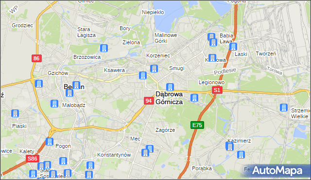 mapa Dąbrowa Górnicza, Dąbrowa Górnicza na mapie Targeo