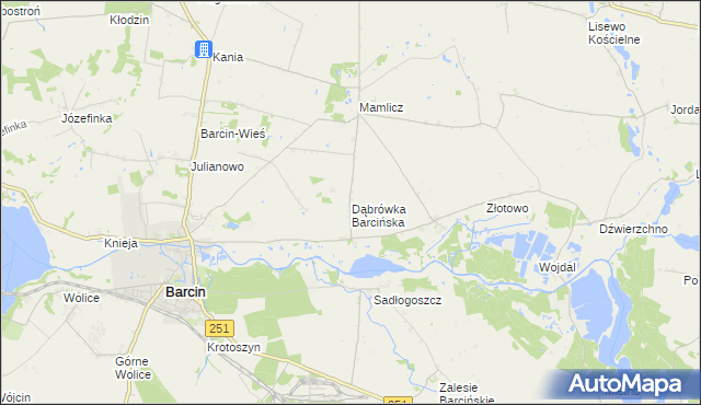 mapa Dąbrówka Barcińska, Dąbrówka Barcińska na mapie Targeo