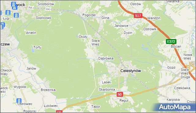 mapa Dąbrówka gmina Celestynów, Dąbrówka gmina Celestynów na mapie Targeo