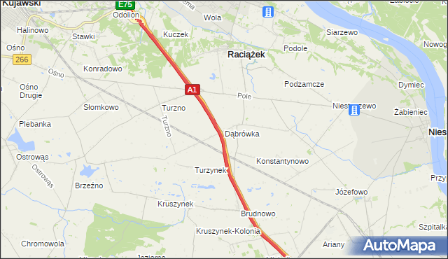 mapa Dąbrówka gmina Raciążek, Dąbrówka gmina Raciążek na mapie Targeo