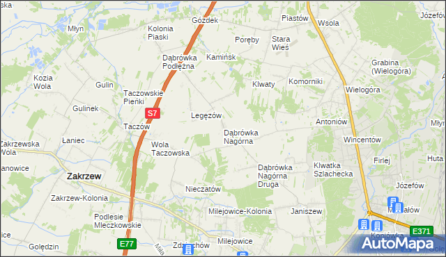 mapa Dąbrówka Nagórna, Dąbrówka Nagórna na mapie Targeo