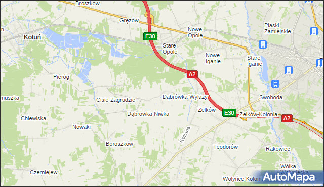 mapa Dąbrówka-Wyłazy, Dąbrówka-Wyłazy na mapie Targeo