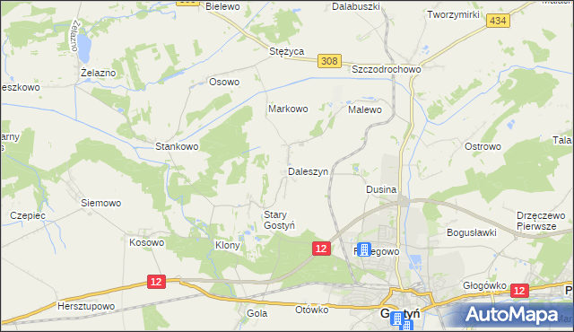 mapa Daleszyn, Daleszyn na mapie Targeo