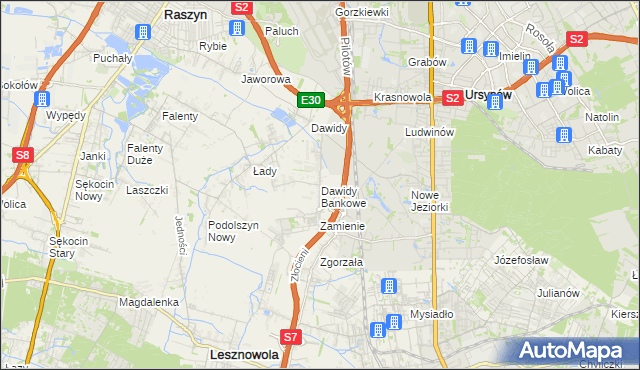 mapa Dawidy Bankowe, Dawidy Bankowe na mapie Targeo