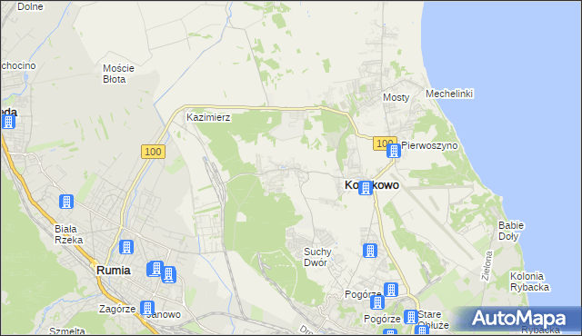 mapa Dębogórze, Dębogórze na mapie Targeo