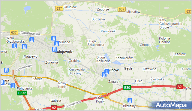 mapa Długa Kościelna, Długa Kościelna na mapie Targeo