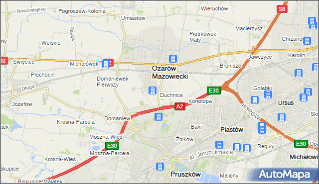 mapa Duchnice, Duchnice na mapie Targeo