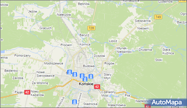 mapa Dyszów, Dyszów na mapie Targeo