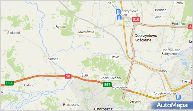 mapa Dzikie-Kolonia, Dzikie-Kolonia na mapie Targeo