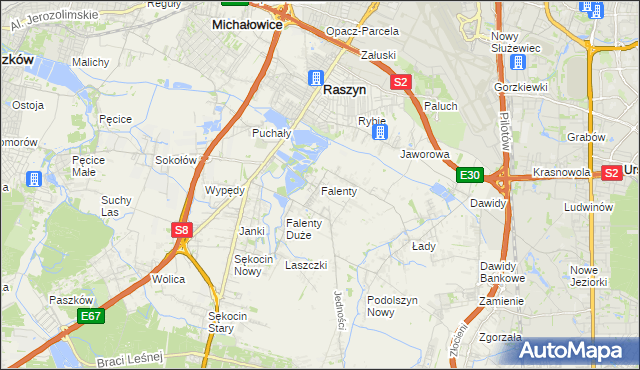 mapa Falenty, Falenty na mapie Targeo