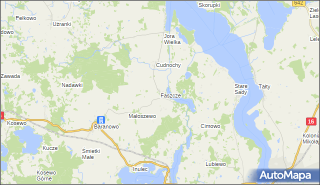 mapa Faszcze gmina Mikołajki, Faszcze gmina Mikołajki na mapie Targeo