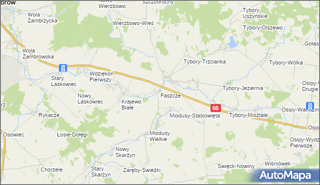 mapa Faszcze gmina Wysokie Mazowieckie, Faszcze gmina Wysokie Mazowieckie na mapie Targeo