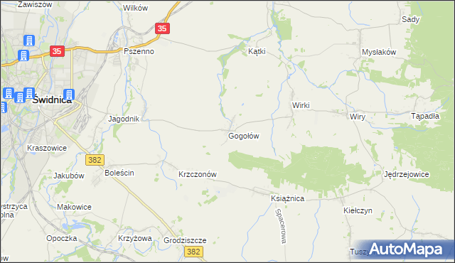 mapa Gogołów gmina Świdnica, Gogołów gmina Świdnica na mapie Targeo