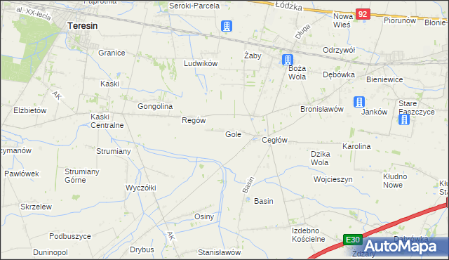 mapa Gole gmina Baranów, Gole gmina Baranów na mapie Targeo