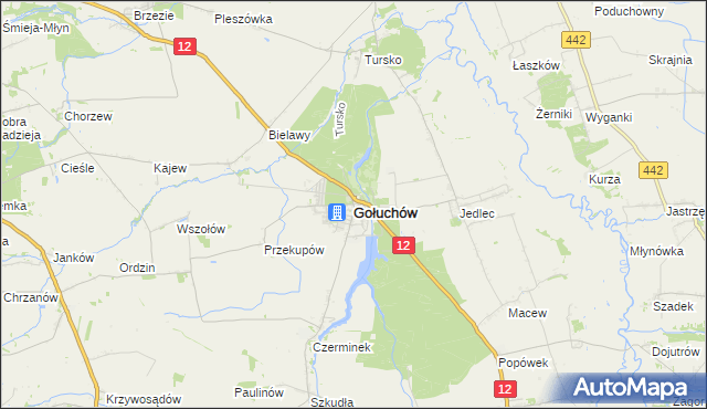 mapa Gołuchów powiat pleszewski, Gołuchów powiat pleszewski na mapie Targeo