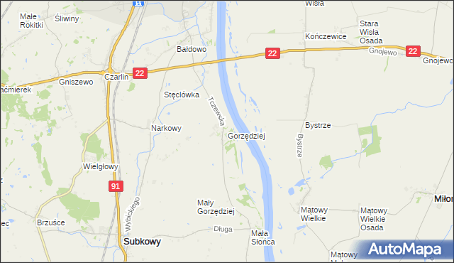 mapa Gorzędziej, Gorzędziej na mapie Targeo