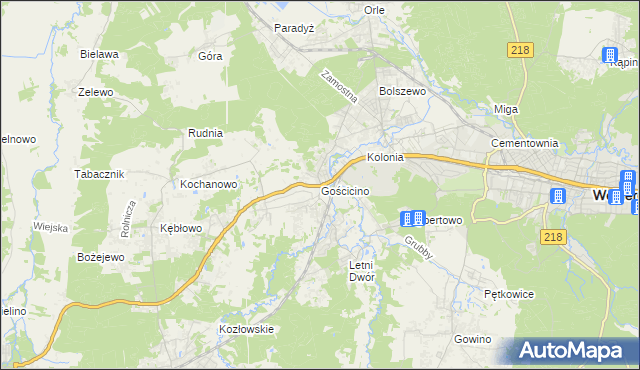 mapa Gościcino, Gościcino na mapie Targeo