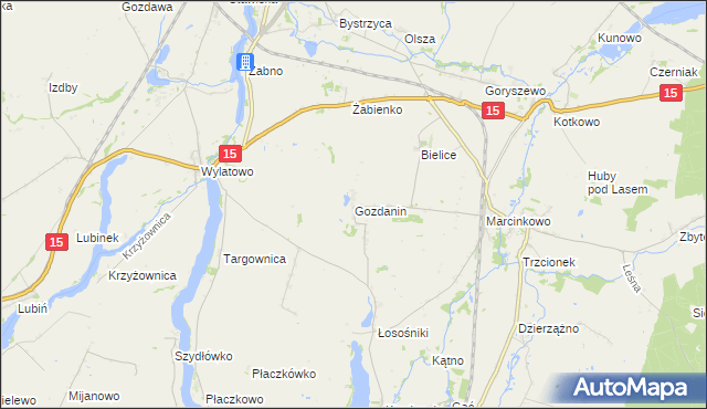 mapa Gozdanin gmina Mogilno, Gozdanin gmina Mogilno na mapie Targeo