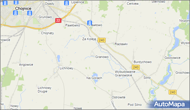 mapa Granowo gmina Chojnice, Granowo gmina Chojnice na mapie Targeo