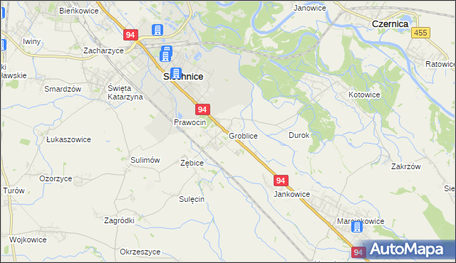 mapa Groblice, Groblice na mapie Targeo