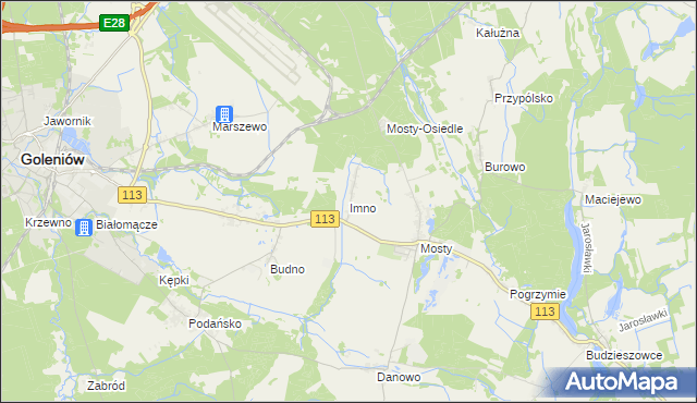 mapa Imno gmina Goleniów, Imno gmina Goleniów na mapie Targeo