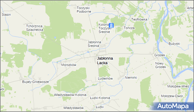 mapa Jabłonna Lacka, Jabłonna Lacka na mapie Targeo