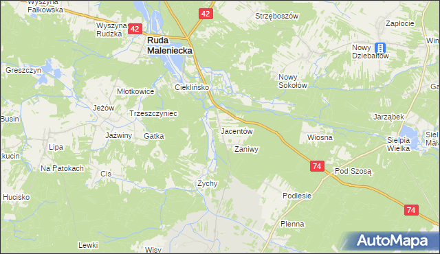mapa Jacentów, Jacentów na mapie Targeo