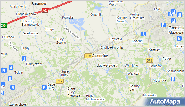 mapa Jaktorów, Jaktorów na mapie Targeo