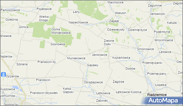 mapa Janikowice gmina Słomniki, Janikowice gmina Słomniki na mapie Targeo