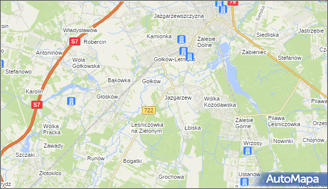 mapa Jazgarzew, Jazgarzew na mapie Targeo