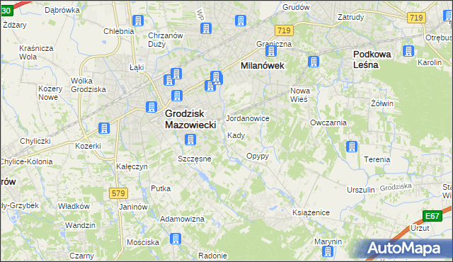 mapa Kady, Kady na mapie Targeo