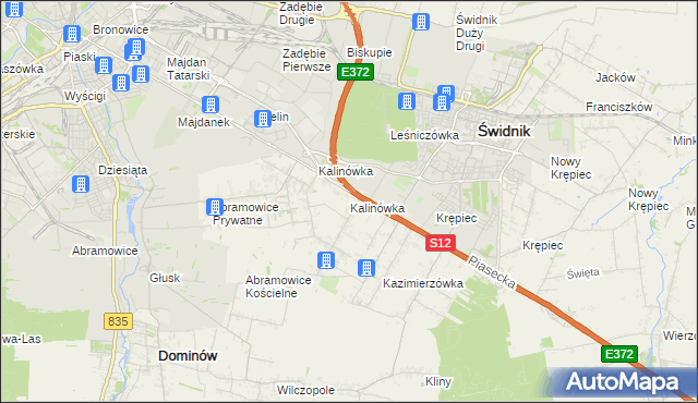 mapa Kalinówka gmina Głusk, Kalinówka gmina Głusk na mapie Targeo