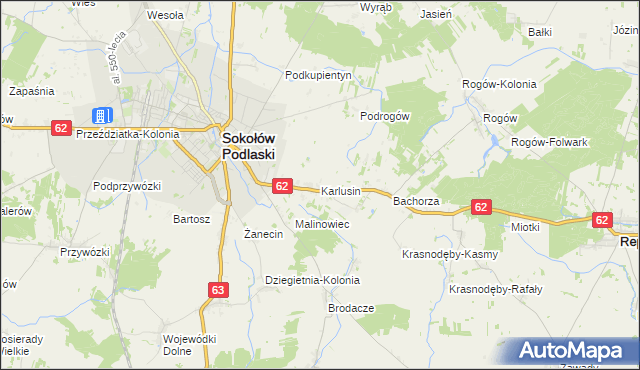 mapa Karlusin, Karlusin na mapie Targeo