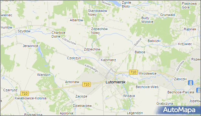 mapa Kazimierz gmina Lutomiersk, Kazimierz gmina Lutomiersk na mapie Targeo