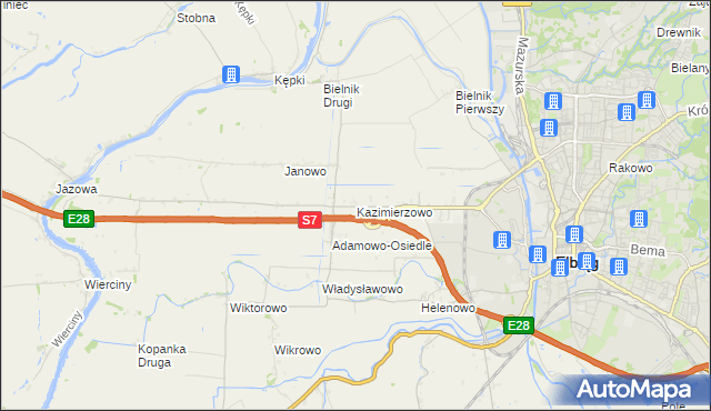 mapa Kazimierzowo gmina Elbląg, Kazimierzowo gmina Elbląg na mapie Targeo