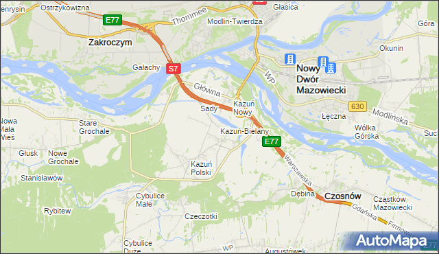 mapa Kazuń-Bielany, Kazuń-Bielany na mapie Targeo