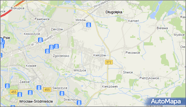 mapa Kiełczów, Kiełczów na mapie Targeo