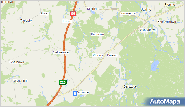 mapa Kłodno gmina Płoty, Kłodno gmina Płoty na mapie Targeo