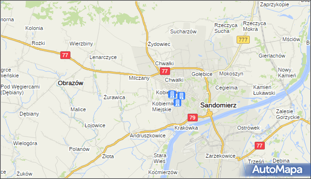 mapa Kobierniki gmina Samborzec, Kobierniki gmina Samborzec na mapie Targeo