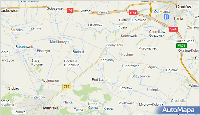 mapa Kobylany gmina Opatów, Kobylany gmina Opatów na mapie Targeo