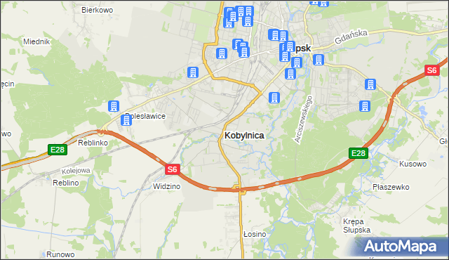 mapa Kobylnica powiat słupski, Kobylnica powiat słupski na mapie Targeo