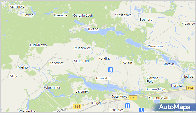 mapa Kołatka gmina Pobiedziska, Kołatka gmina Pobiedziska na mapie Targeo