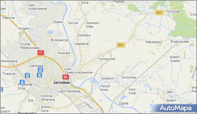 mapa Koniaczów, Koniaczów na mapie Targeo